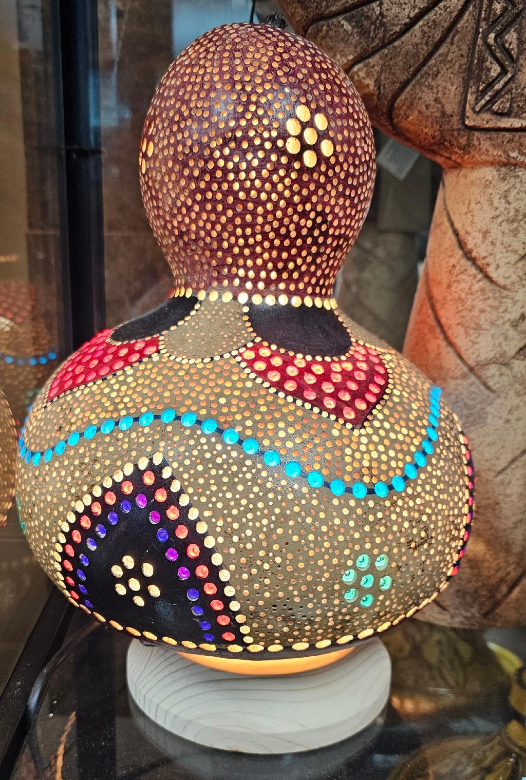 Handmade Antalya Turkish Gourd Lamp – Colorful Boho Light