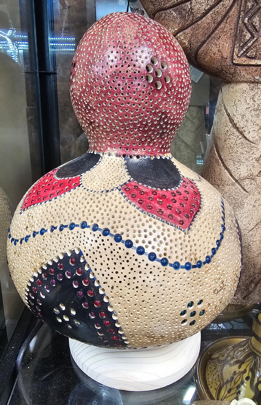 Handmade Antalya Turkish Gourd Lamp – Colorful Boho Light